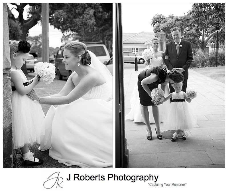Bride with flower girl before walking down the aisle - wedding photography sydney